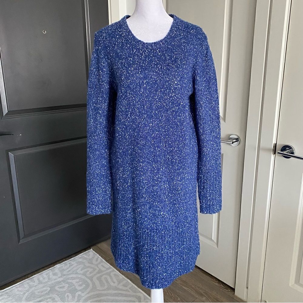 Velvet by Graham & Spencer Heathered Blue Wool Blend Sweater Dress Size S
